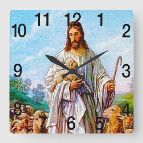 I Am the Good Shepherd John 107_21 Square Wall Clock