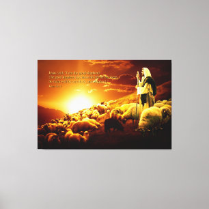 “I am the good shepherd. Wrapped Canvas Print
