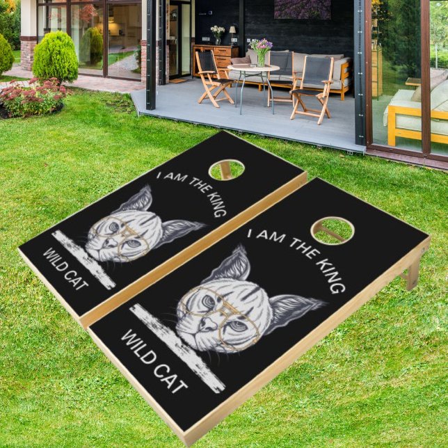 I Am The King Wild Cat On  Cornhole Set (Creator Uploaded)