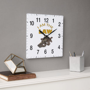 I am the law with a m4a1 machine gun square wall clock