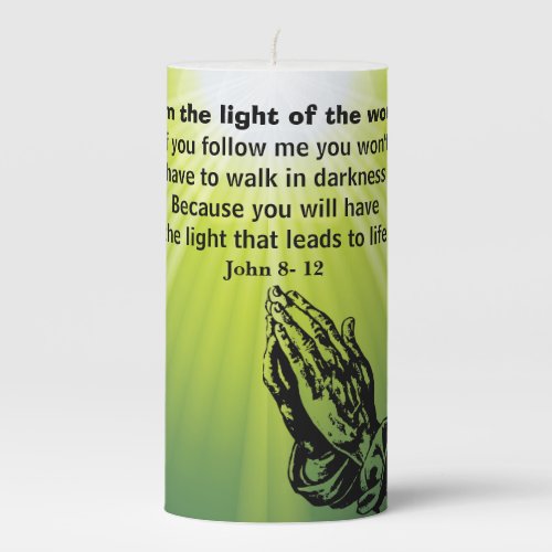 I Am The Light Of The World Bible Verse Pillar Candle