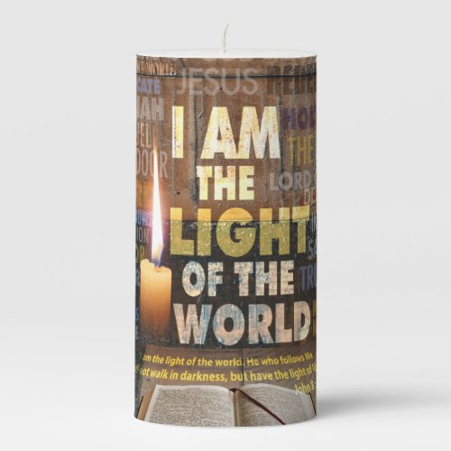 I am the Light of the World  _ John 812  Pillar Candle