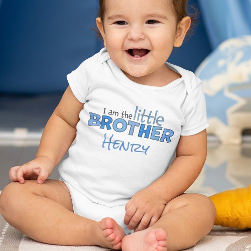 I am the Little Brother Whimsical Cute Blue Baby Bodysuit
