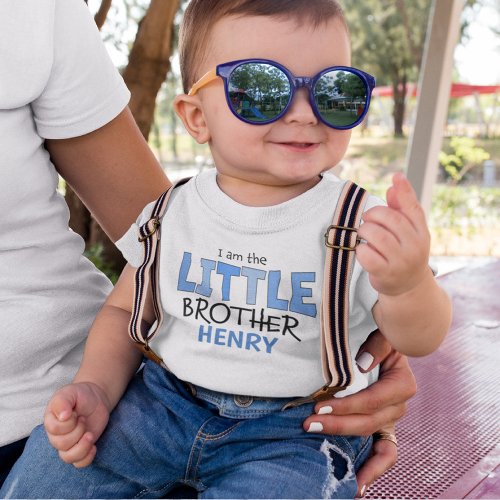 I am the Little Brother Whimsical Cute Blue Baby T_Shirt