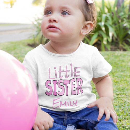 I am the Little Sister Cute Modern Pink Baby T_Shirt