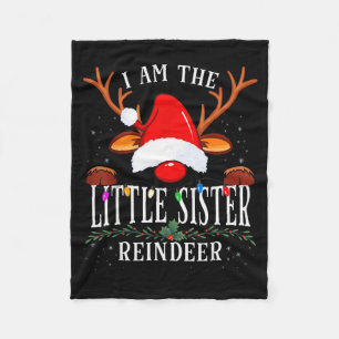 I Am The Little Sister Reindeer Christmas Family Fleece Blanket