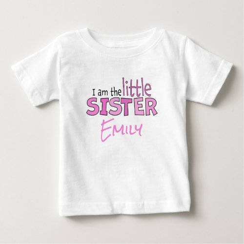 I am the Little Sister Whimsical Pink Modern Cute Baby T_Shirt