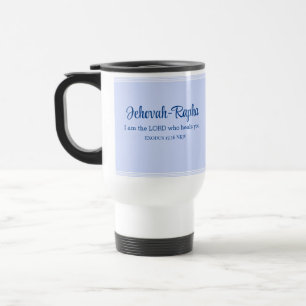 I am the Lord Who Heals You Bible Verse Light Blue Travel Mug