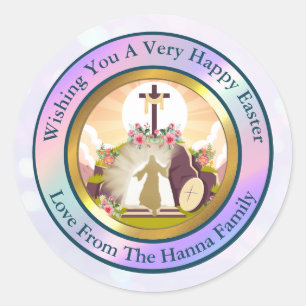 I am the resurrection and the life  classic round sticker