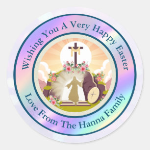 I am the resurrection and the life  classic round sticker