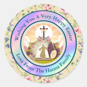 I am the resurrection and the life classic round sticker