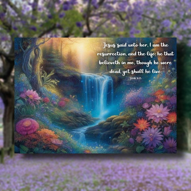 I Am The Resurrection And The Life Peaceful Forest Holiday Card (Creator Uploaded)