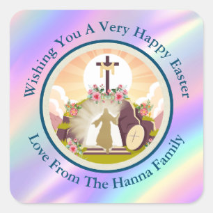 I am the resurrection and the life postcard square sticker