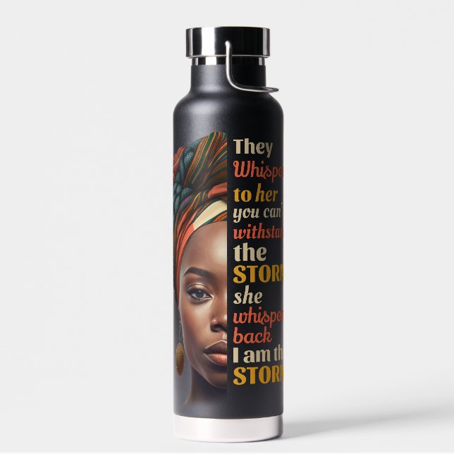 I Am The Storm Afro Strong Business Woman Mother Water Bottle (Left)