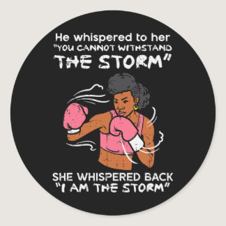 I Am The Storm Black African Woman Breast Cancer A Classic Round Sticker
