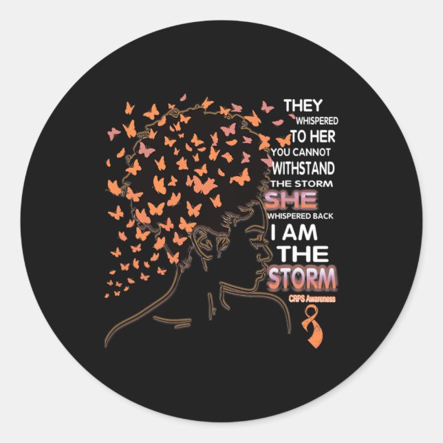 I am the storm Black Woman CRPS Awareness  Classic Round Sticker (Front)