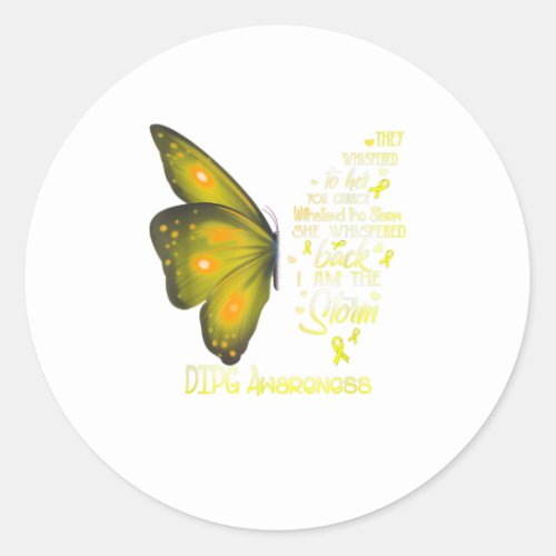 I am the storm DIPG Butterfly Classic Round Sticker