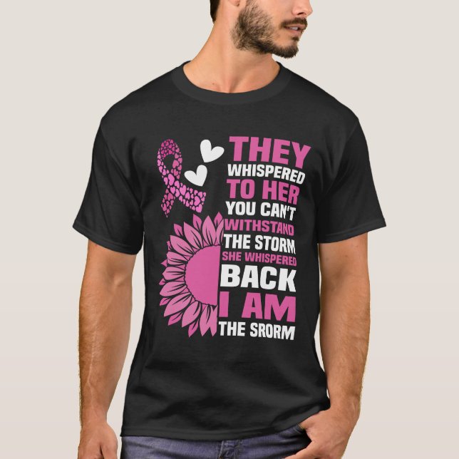 "I Am the Storm" Inspirational Pink Quote Design T-Shirt (Front)