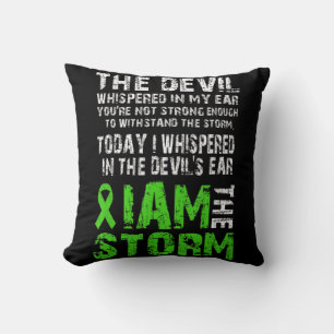 I Am The Storm  Mental Health Awareness Green Ribb Throw Pillow