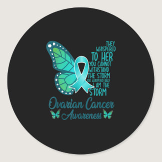 I Am The Storm Ovarian Cancer Awareness Butterfly Classic Round Sticker