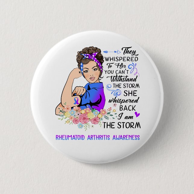 I Am The Storm Rheumatoid Arthritis Awareness Button (Front)