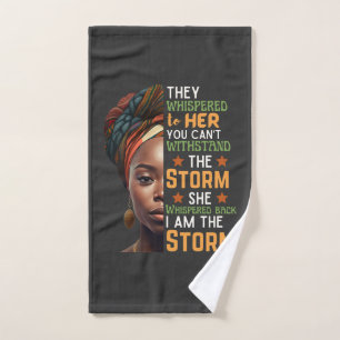 I Am The Storm She Whispered Back African Woman Hand Towel