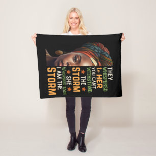 I Am The Storm She Whispered Back Strong Woman Fleece Blanket