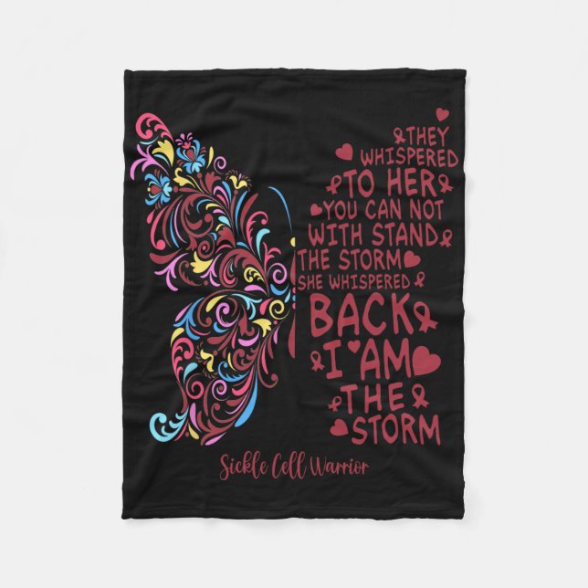 I Am The Storm Sickle Cell Warrior Butterfly Woman Fleece Blanket (Front)