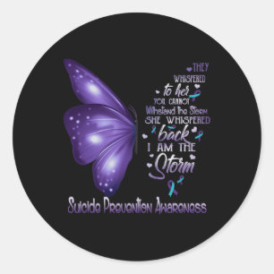 I am the storm Suicide Prevention Awareness Butter Classic Round Sticker