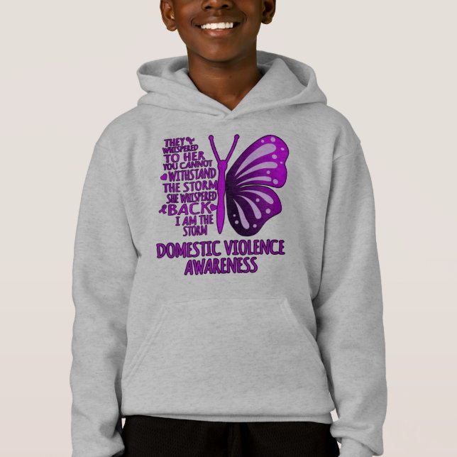 I Am The Storm Support Domestic Violence Awareness Hoodie (Front)