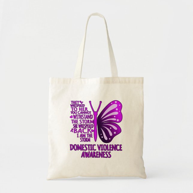 I Am The Storm Support Domestic Violence Awareness Tote Bag (Front)