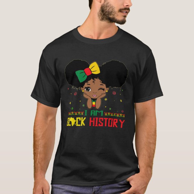 I Am The Strong African Queen girls  Black History T-Shirt (Front)