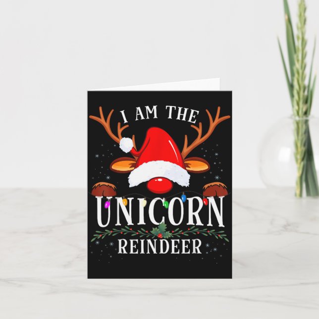 I Am The Unicorn Reindeer Christmas Family  Card (Front)