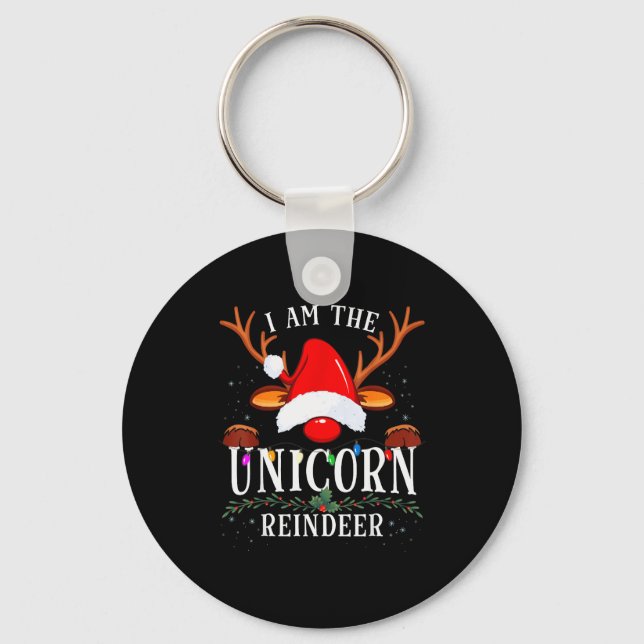 I Am The Unicorn Reindeer Christmas Family  Keychain (Front)