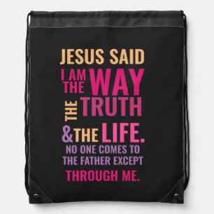 I am the Way Drawstring Backpack in bright writing