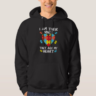I Am Their Voice They Are My Heart Autism Teacher Hoodie