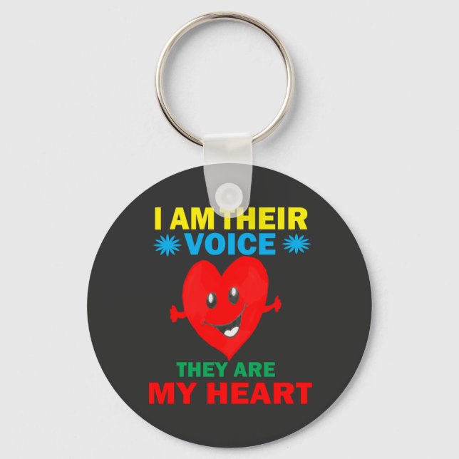 I Am Their Voice They Are My Heart Keychain (Front)