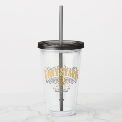 I Am Tony Stark I Am Iron Man Ornate Graphic Acrylic Tumbler