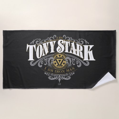 I Am Tony Stark I Am Iron Man Ornate Graphic Beach Towel