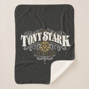 I Am Tony Stark, I Am Iron Man Ornate Graphic Sherpa Blanket