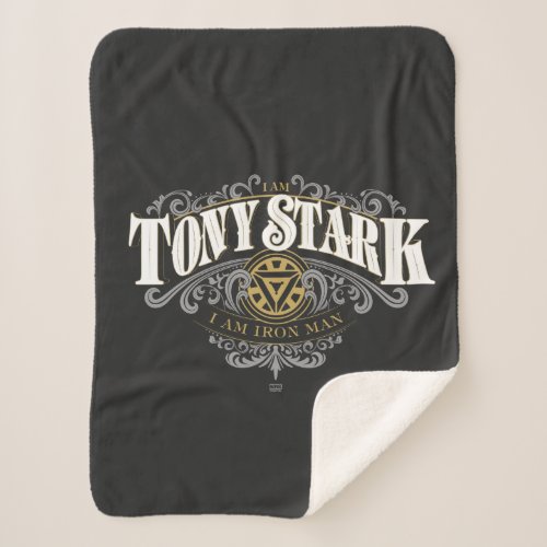 I Am Tony Stark I Am Iron Man Ornate Graphic Sherpa Blanket