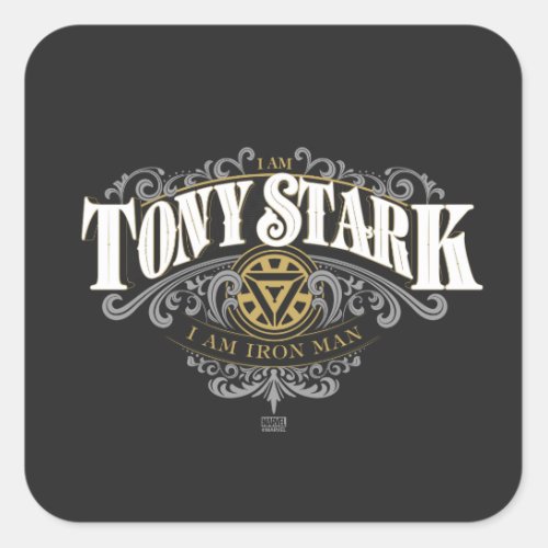 I Am Tony Stark I Am Iron Man Ornate Graphic Square Sticker