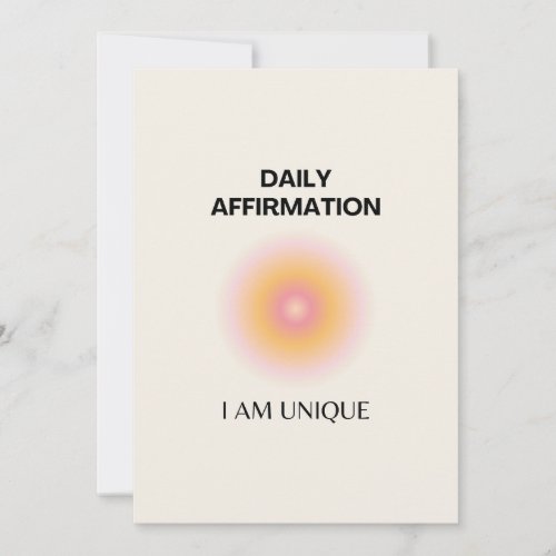 I am Unique Daily Affirmations Positive Thank You Card