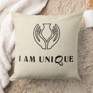 “I AM UNIQUE” Minimalist Throw Pillow