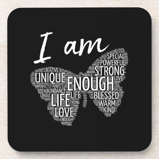 I Am Unique Strong Law of Attraction Positive Affi Beverage Coaster (Front)