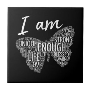 I Am Unique Strong Law of Attraction Positive Affi Ceramic Tile