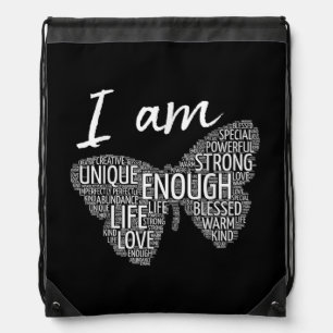I Am Unique Strong Law of Attraction Positive Affi Drawstring Bag