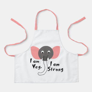 I am Veg I am Strong Elephant Animal Kids Apron