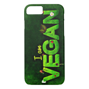 I Am Vegan Written With A Grassy Nature Texture iPhone 8/7 Case