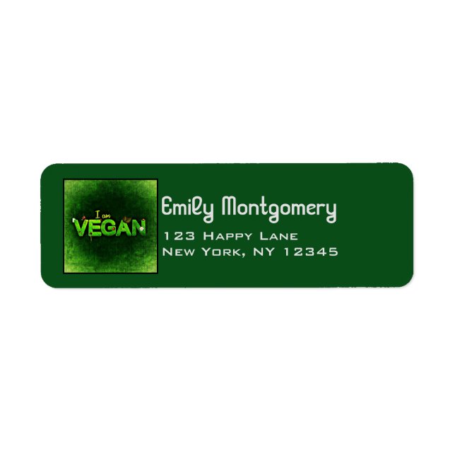 I Am Vegan Written With A Grassy Nature Texture Label (Front)